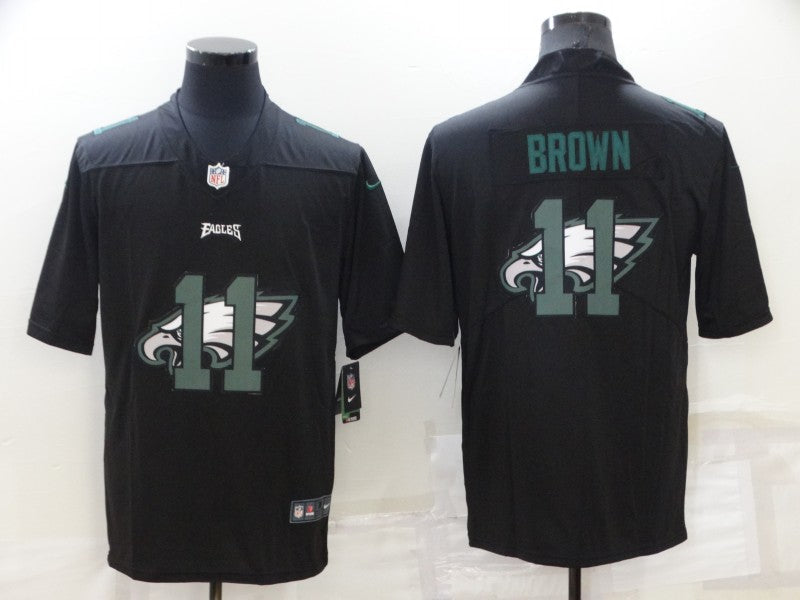 Men's Philadelphia Eagles #11 A.J. Brown Black Team Game jersey