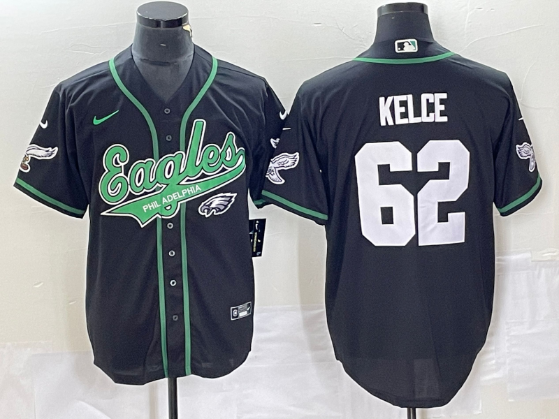 Men's Philadelphia Eagles Jason Kelce #62 Black Game jersey Joint Edition