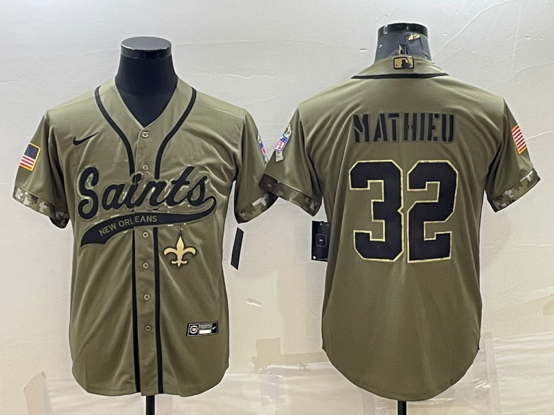 Men's New Orleans Saints Tyrann Mathieu #32 Olive 2022 Salute To Service Retired Player Limited jersey Joint Edition
