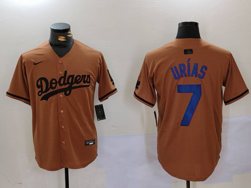 Men's Los Angeles Dodgers Julio Urias #7 Brown Replica Player jersey