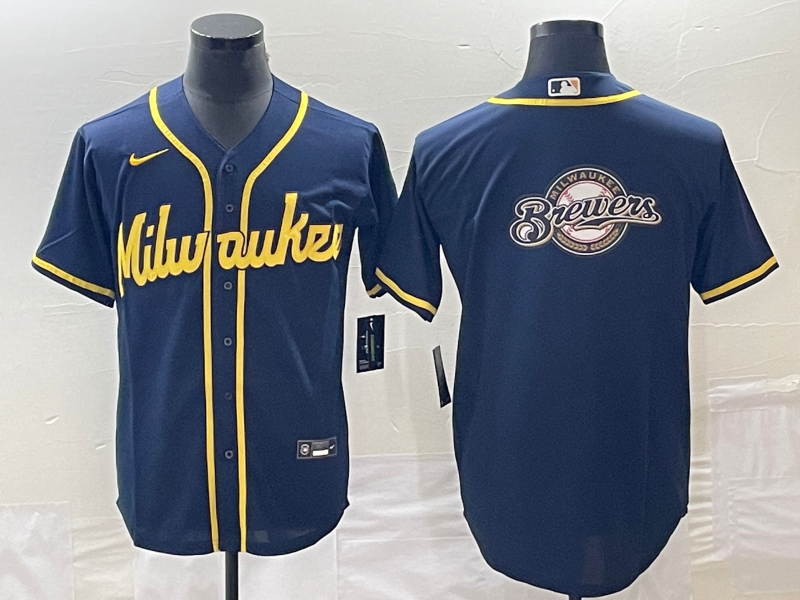 Men's Milwaukee Brewers Navy Replica Team jersey