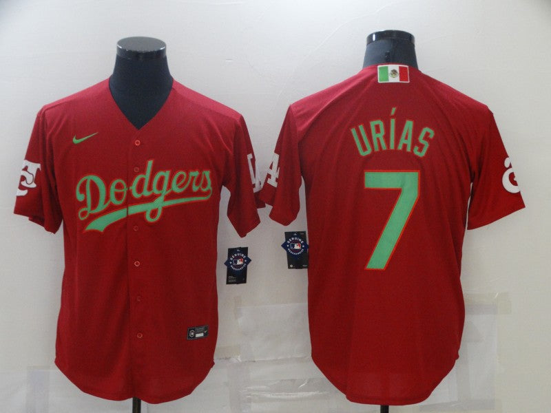 Men's Los Angeles Dodgers Julio Urias #7 Red Replica Baseball jersey