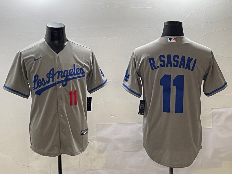 Men's Los Angeles Dodgers Roki Sasaki #11 Gray Alternate Replica Player jersey