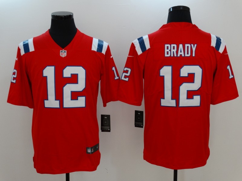 Men's New England Patriots Tom Brady #12 Red Game jersey
