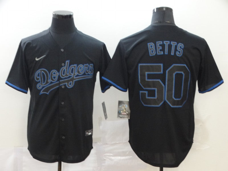 Men's Los Angeles Dodgers Mookie Betts #50 Black Stitched Game jersey