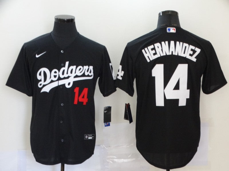 Men's Los Angeles Dodgers Enrique Hernandez #14 Black Stitched jersey