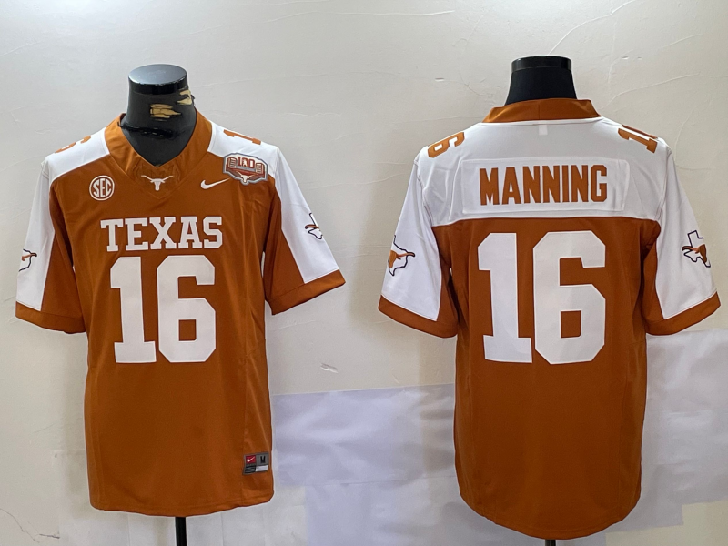 Men's Texas Longhorns Arch Manning #16 Orange Game Jersey