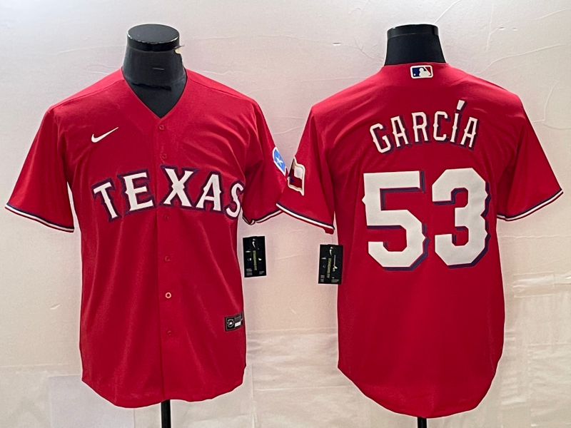 Men's Texas Rangers Adolis Garcia #53 Red Replica Player jersey