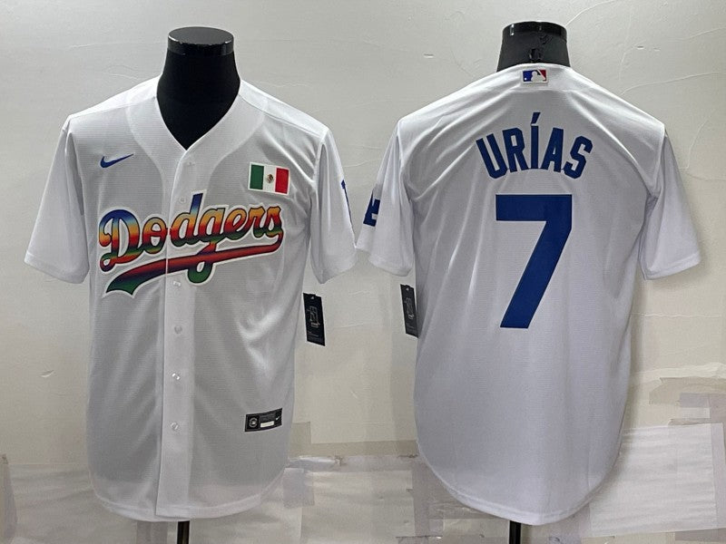 Men's Los Angeles Dodgers Julio Urias #7 White Authentic Game jersey