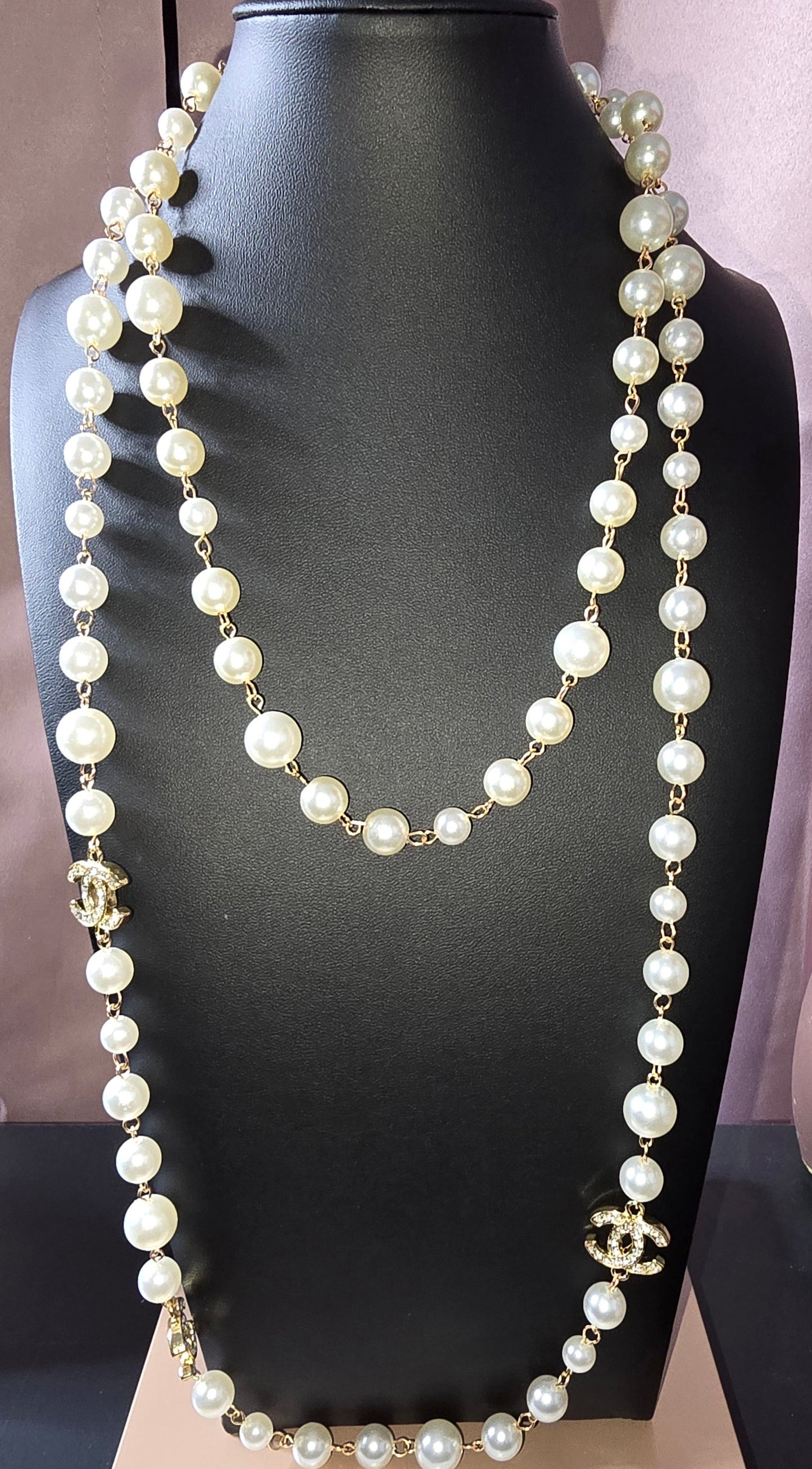 Double strand pearls- Gold