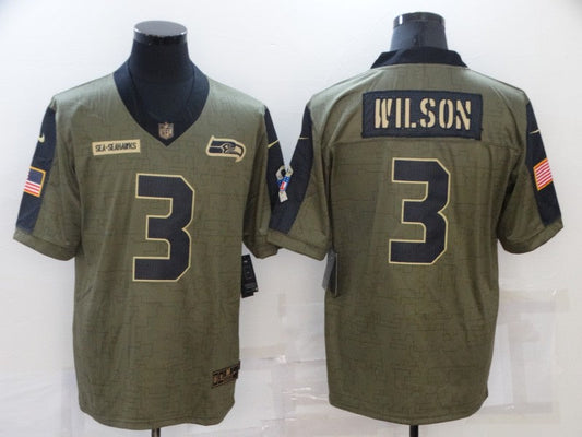 Men's Seattle Seahawks Russell Wilson #3 Brown Player Game jersey