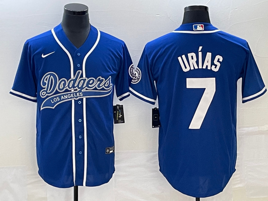 Men's Los Angeles Dodgers Julio Urias #7 Royal Player jersey Joint Edition