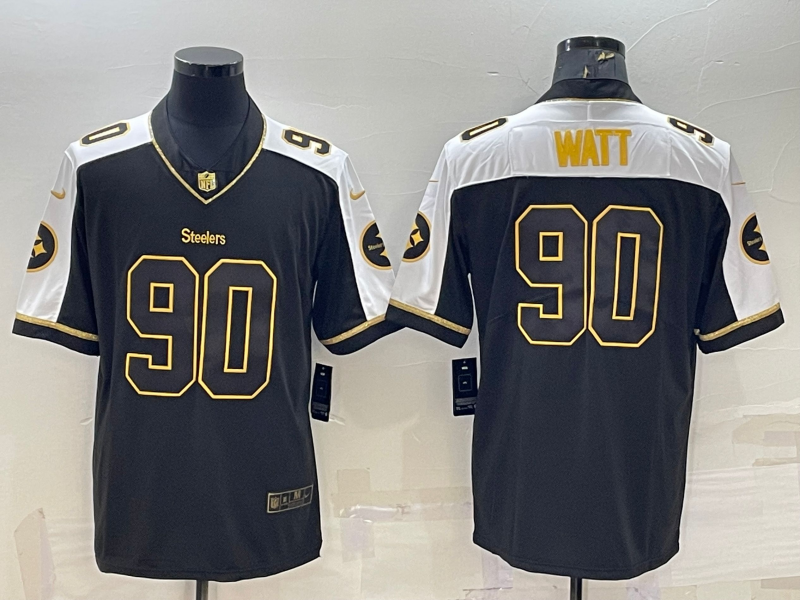Men's Pittsburgh Steelers #90 T.J. Watt Black Game jersey