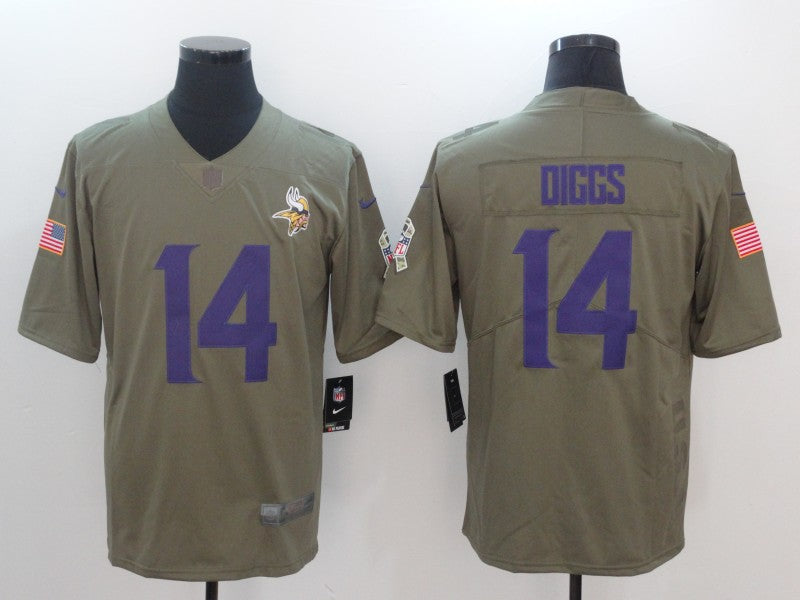 Men's Minnesota Vikings Stefon Diggs #14 Brown Game Player jersey