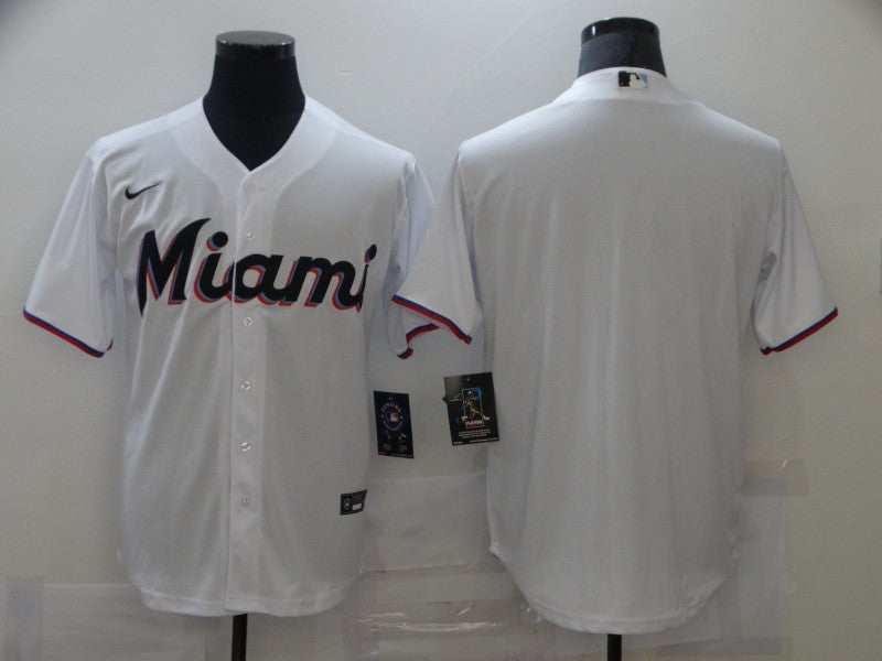 Men's Miami Marlins White Home Blank Replica jersey