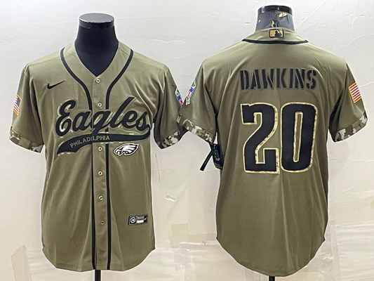 Men's Philadelphia Eagles Brian Dawkins #20 Olive 2022 Salute To Service Limited jersey Joint Edition