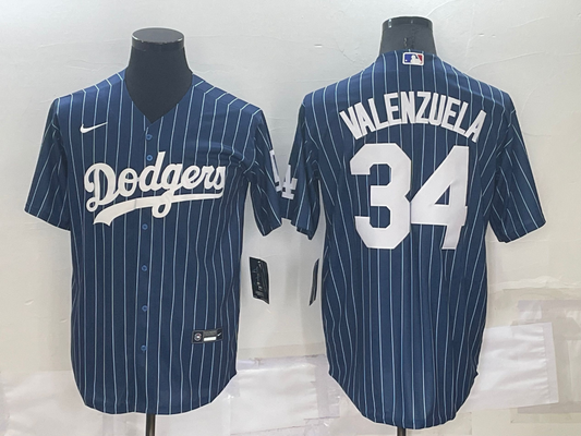 Men's Los Angeles Dodgers Fernando Valenzuela #34 Blue Fashion Baseball jersey