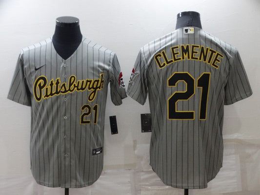 Men's Pittsburgh Pirates Roberto Clemente #21 Gray Authentic Game jersey