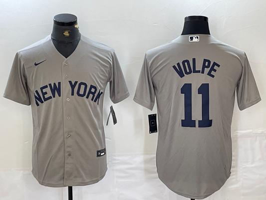 Men's New York Yankees Anthony Volpe #11 Gray Limited Game jersey