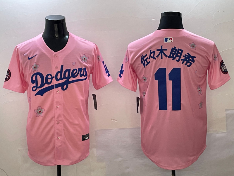 Men's Los Angeles Dodgers Roki Sasaki #11 Pink Game jersey