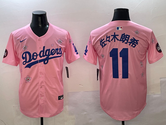 Men's Los Angeles Dodgers Roki Sasaki #11 Pink Game jersey
