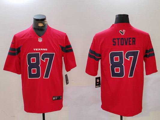 Men's Houston Texans Cade Stover #87 Red Alternate Game Jersey