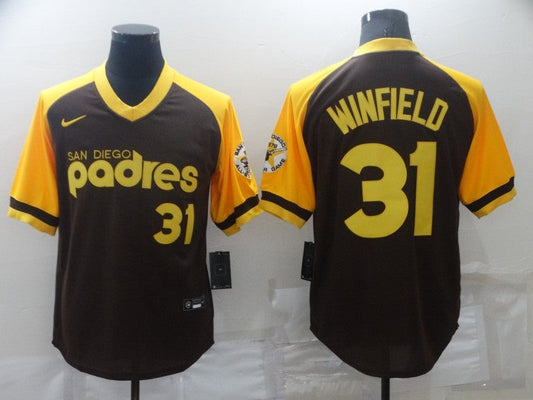 Men's San Diego Padres Dave Winfield #31 Brown Stitched jersey