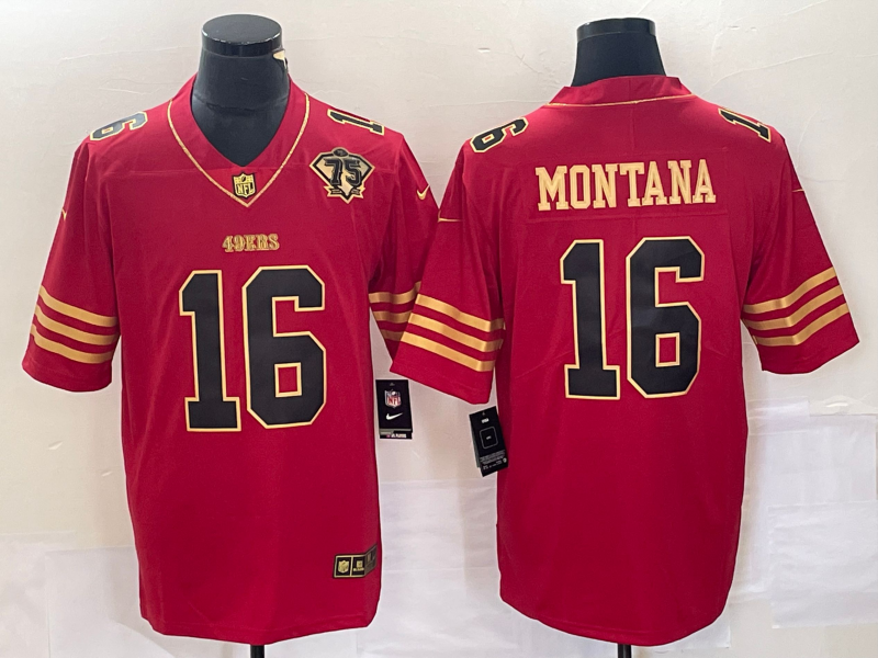 Men's San Francisco 49ers Joe Montana #16 Scarlet Vapor F.U.S.E. Limited jersey
