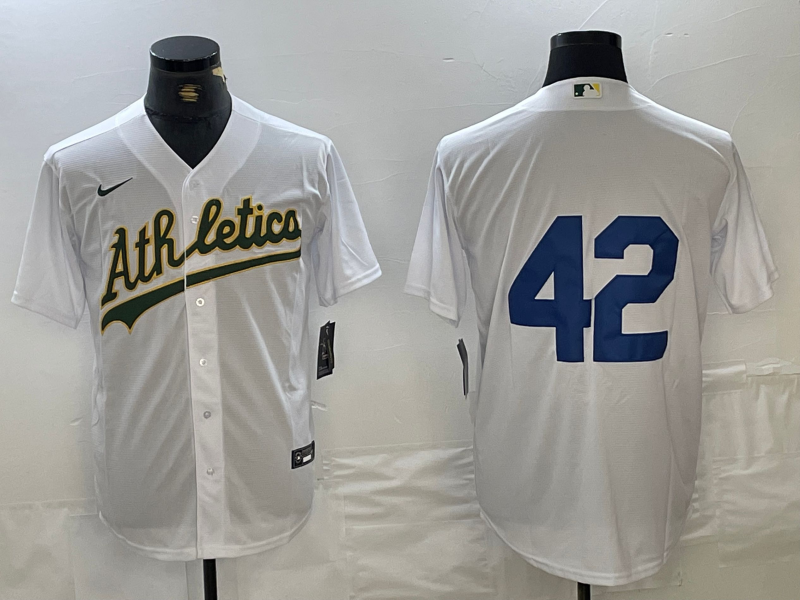 Men's Oakland Athletics #42 White 2024 Jackie Robinson Day Home Limited jersey