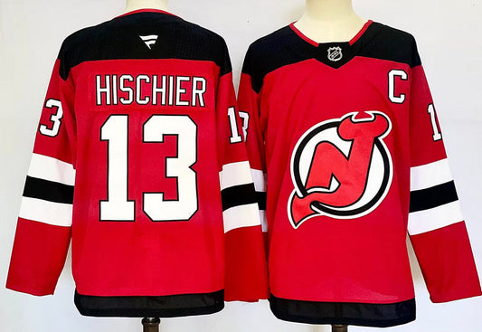 Men's New jersey Devils Nico Hischier #13 Red Player Game jersey