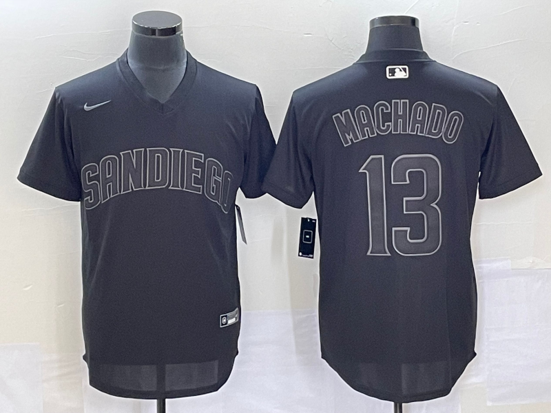 Men's San Diego Padres Manny Machado #13 Black Inverted Legend jersey