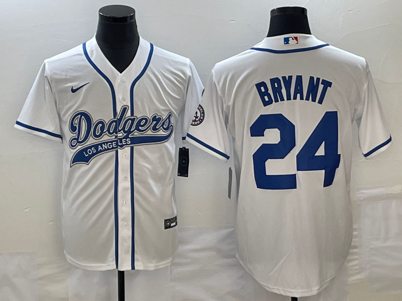 Men's Los Angeles Dodgers Kobe Bryant #24 White Player jersey Joint Edition