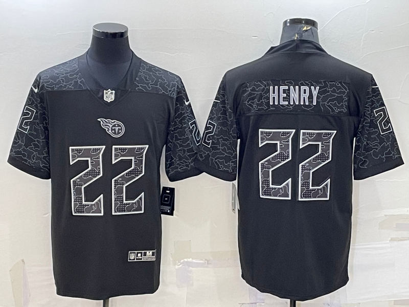 Men's Tennessee Titans Derrick Henry #22 Black Retired Player RFLCTV Limited jersey