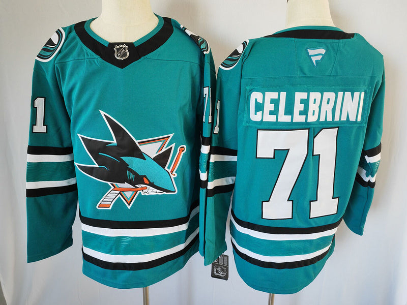 Men's San Jose Sharks Macklin Celebrini #71 Green Player Game jersey