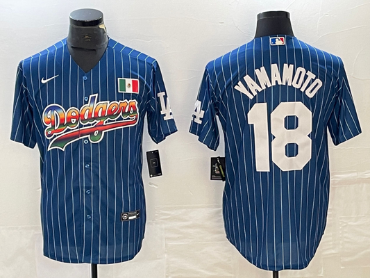Men's Los Angeles Dodgers Yoshinobu Yamamoto #18 Blue Game Player jersey