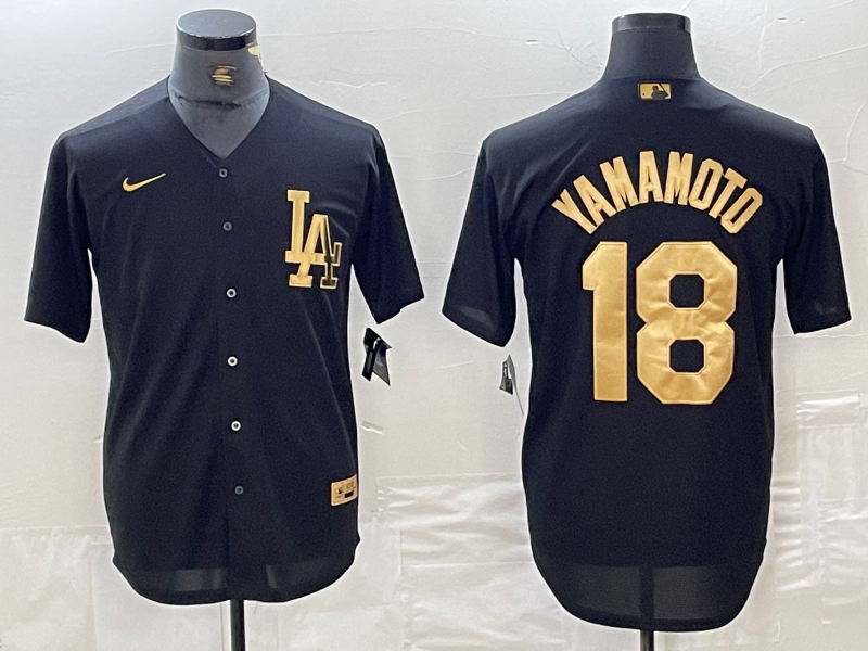 Men's Los Angeles Dodgers Yoshinobu Yamamoto #18 Black Limited Player jersey