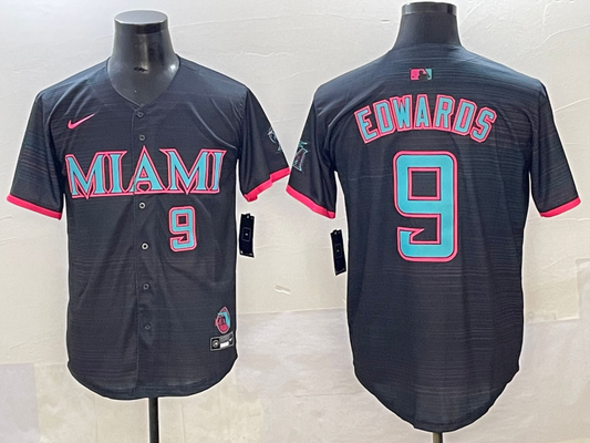 Men's Miami Marlins Xavier Edwards #9 Black 2025 City Connect Limited Jersey