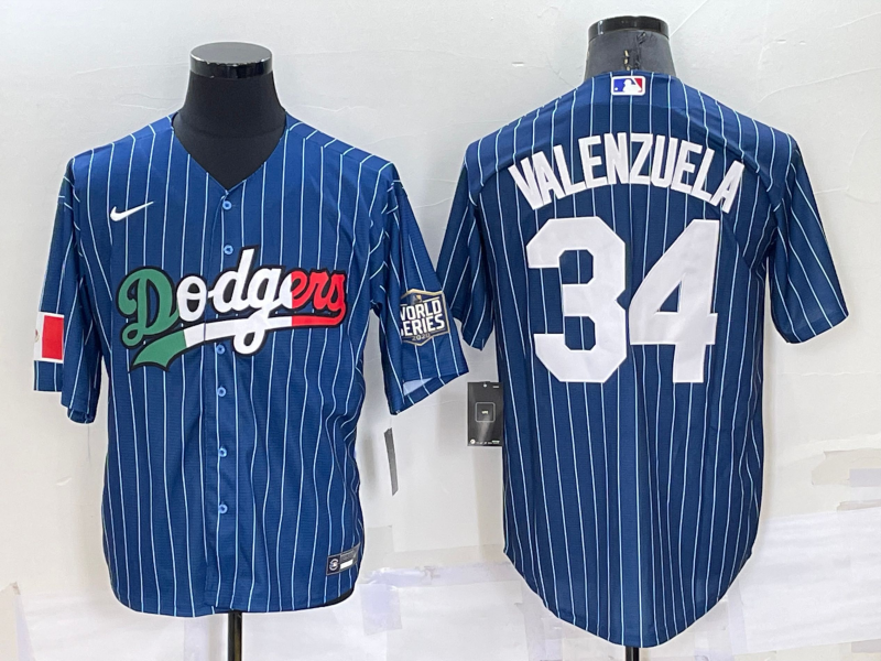 Men's Los Angeles Dodgers Fernando Valenzuela #34 Blue Stitched Baseball jersey