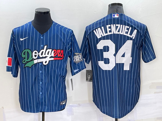 Men's Los Angeles Dodgers Fernando Valenzuela #34 Blue Stitched Baseball jersey