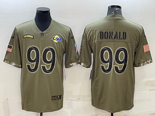 Men's Los Angeles Rams Aaron Donald #99 Olive 2022 Salute To Service Limited jersey