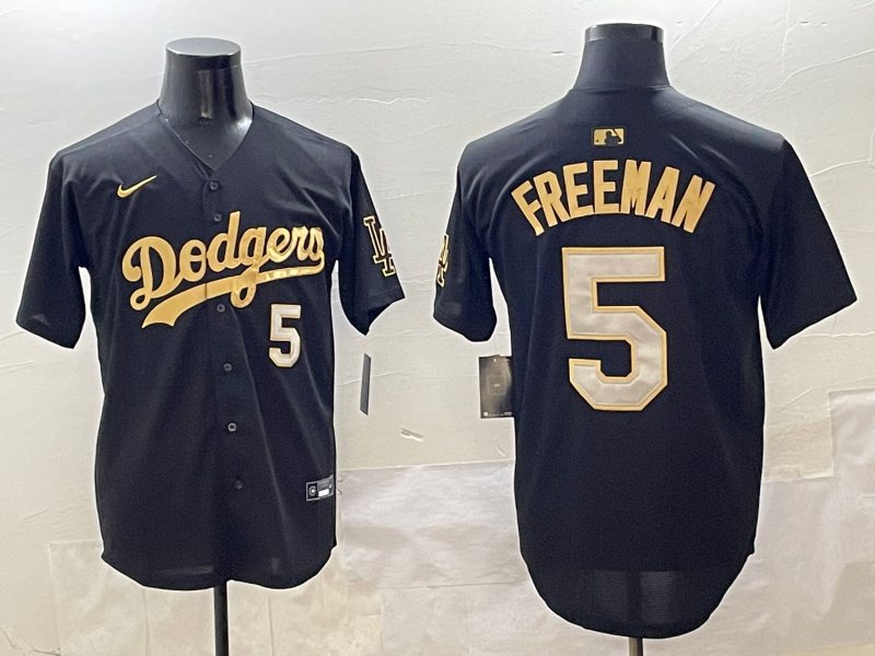Men's Los Angeles Dodgers Freddie Freeman #5 Black Team Player Jersey