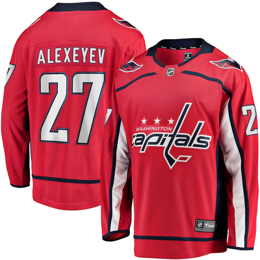 Men's Washington Capitals Alexander Alexeyev #27 Red Home Breakaway Player jersey