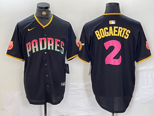 Men's San Diego Padres Xander Bogaerts #2 Black Replica Player jersey