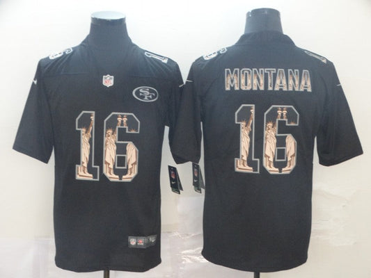 Men's San Francisco 49ers #16 Joe Montana Black Game jersey