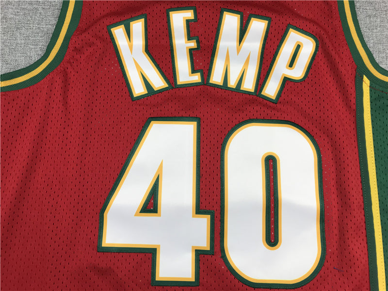 Men's Seattle SuperSonics Shawn Kemp 1995-96 Red Hardwood Classics Swingman Jersey