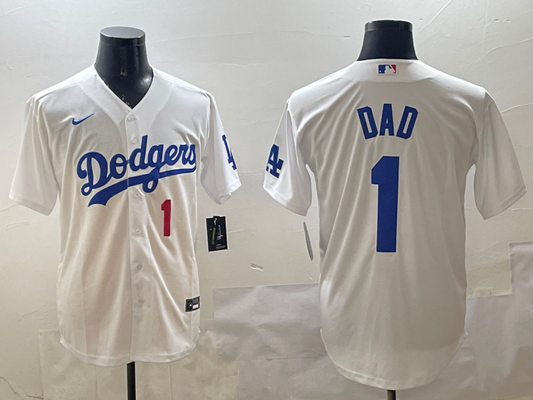 Men's Los Angeles Dodgers White #1 Dad Home Replica Player jersey