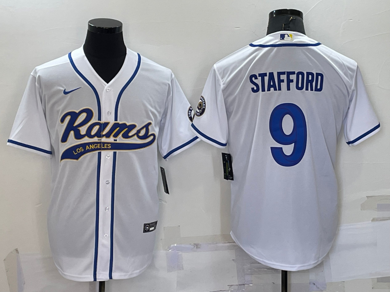 Men's Los Angeles Rams Matthew Stafford #9 White Game jersey Joint Edition