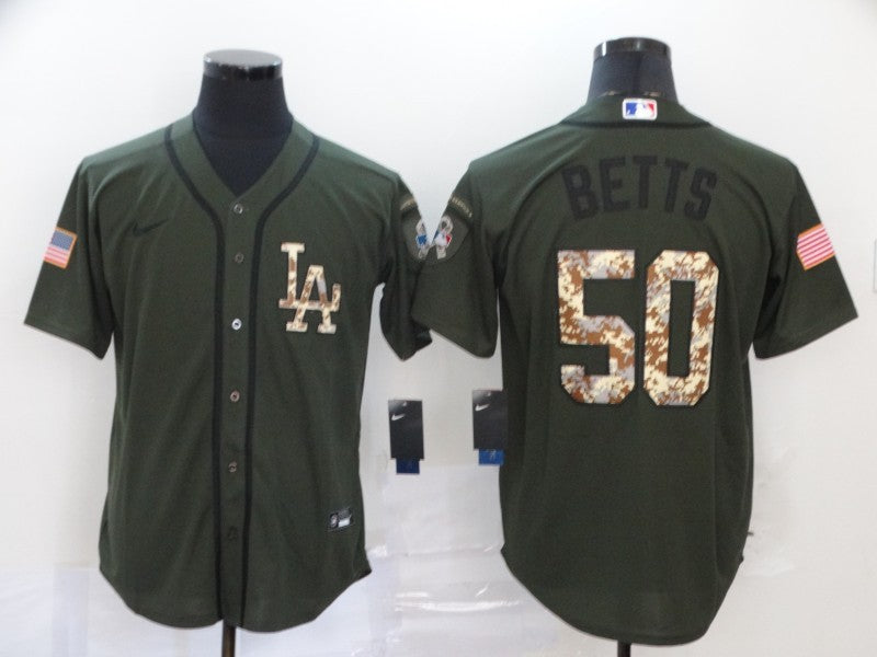Men's Los Angeles Dodgers Mookie Betts #50 Army Green Player jersey