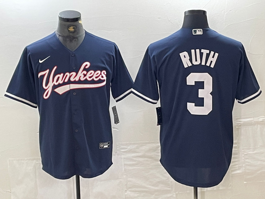 Men's New York Yankees Babe Ruth #3 Navy Limited Player jersey