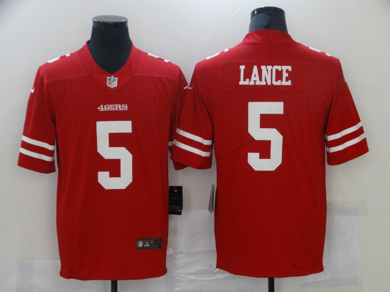 Men's San Francisco 49ers Trey Lance #5 Red Game jersey